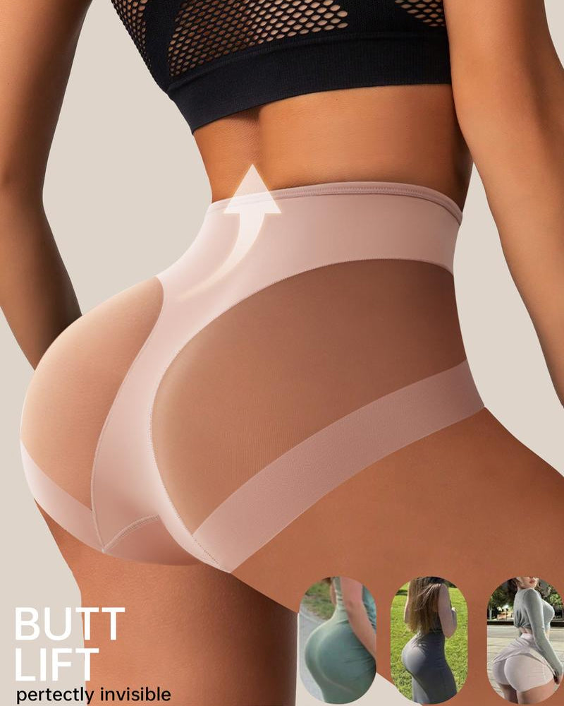 Stretchy Mesh Patchwork Tummy Control Butt Lifting Panties