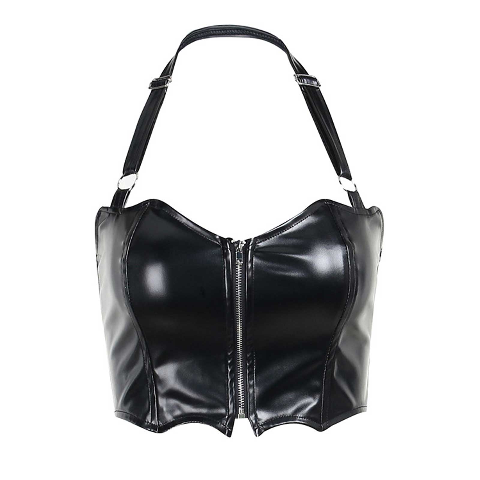 Gothic Zipper Up Halter Top