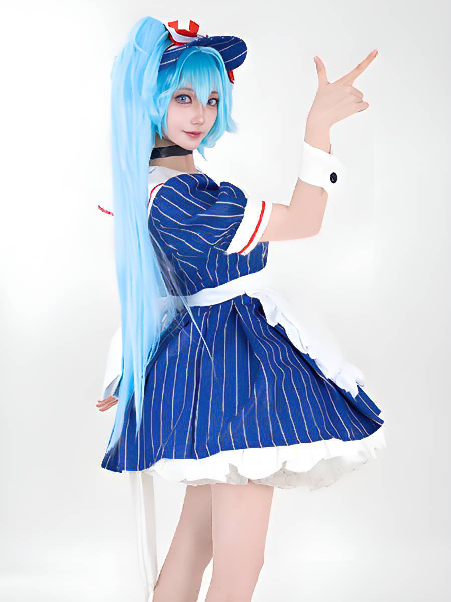 Blue Striped Maid Dress with Apron – Aosig
