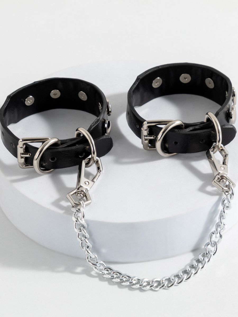Heart Studded Leather Handcuffs