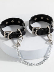 Heart Studded Leather Handcuffs