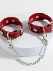 Heart Studded Leather Handcuffs