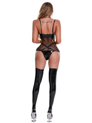 High Gloss Strappy Bodysuit w/ Stockings