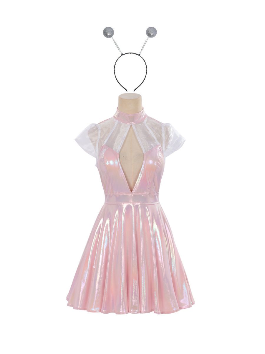 Holographic Alien Cosplay Mini Dress