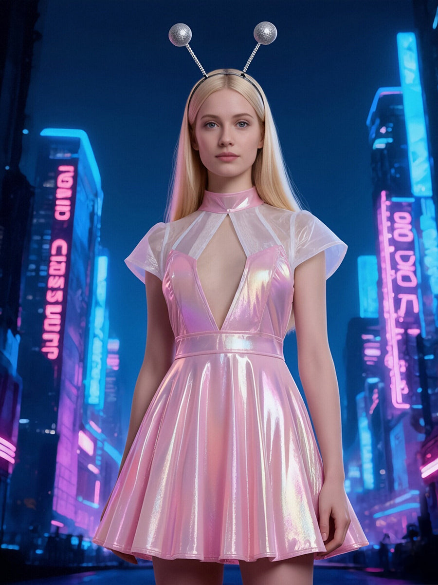 Holographic Alien Cosplay Mini Dress