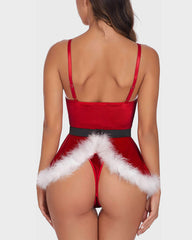 Christmas Velvet Mini Dress with Matching Thong