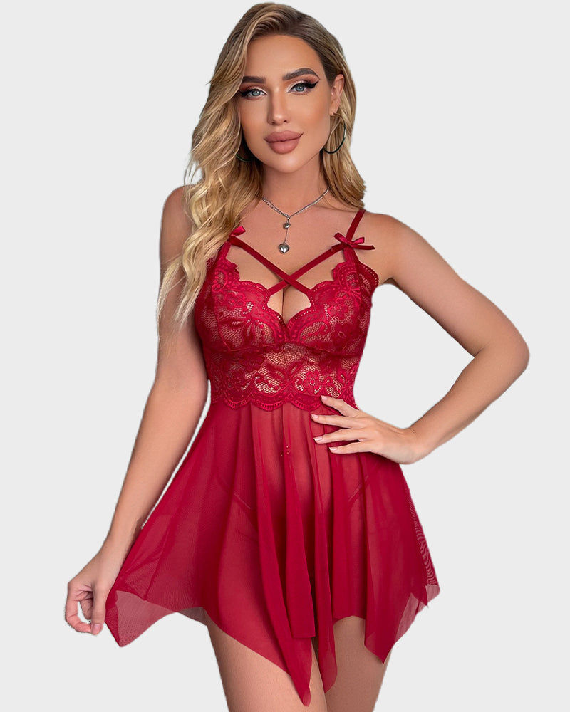 Strappy Sheer Lace Nightgown