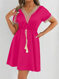 Satin Imitation Silk V-Neck A-Line Dress