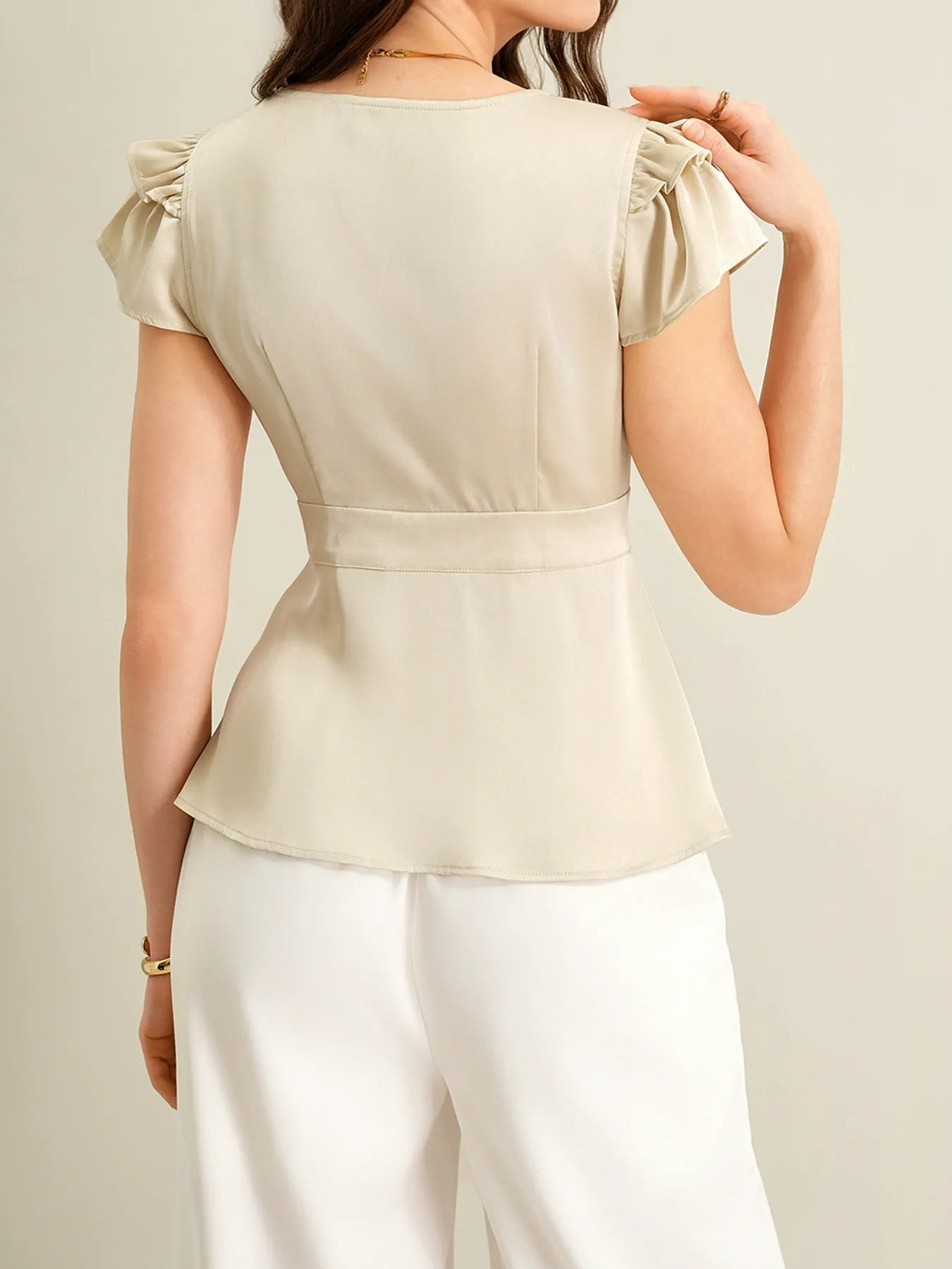 Elegant V-Neck Commuter Shirt