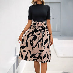 Printed A-Line Skirt With Tie Detail