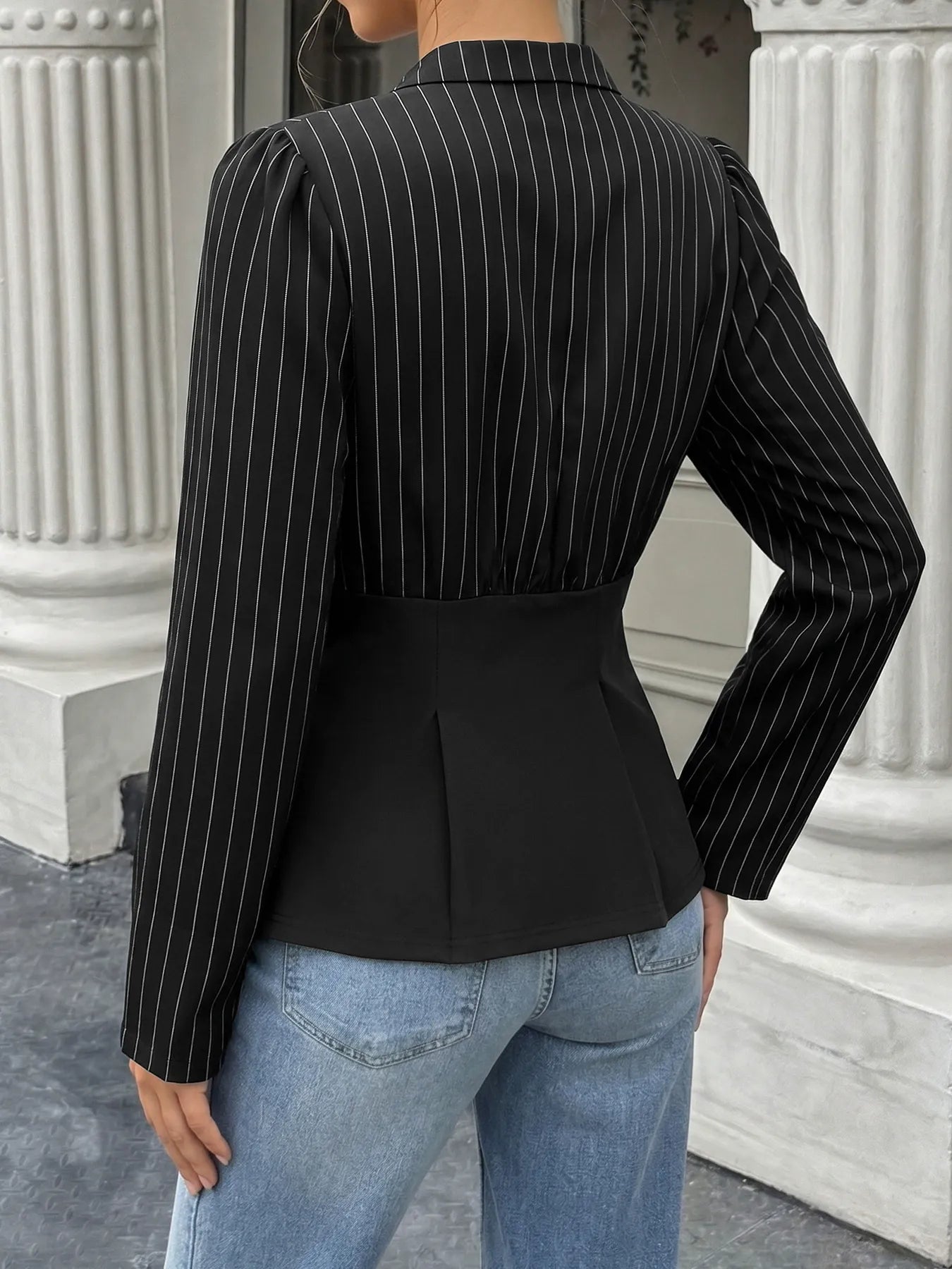 Workwear Striped Long-Sleeved Fitted Shirt