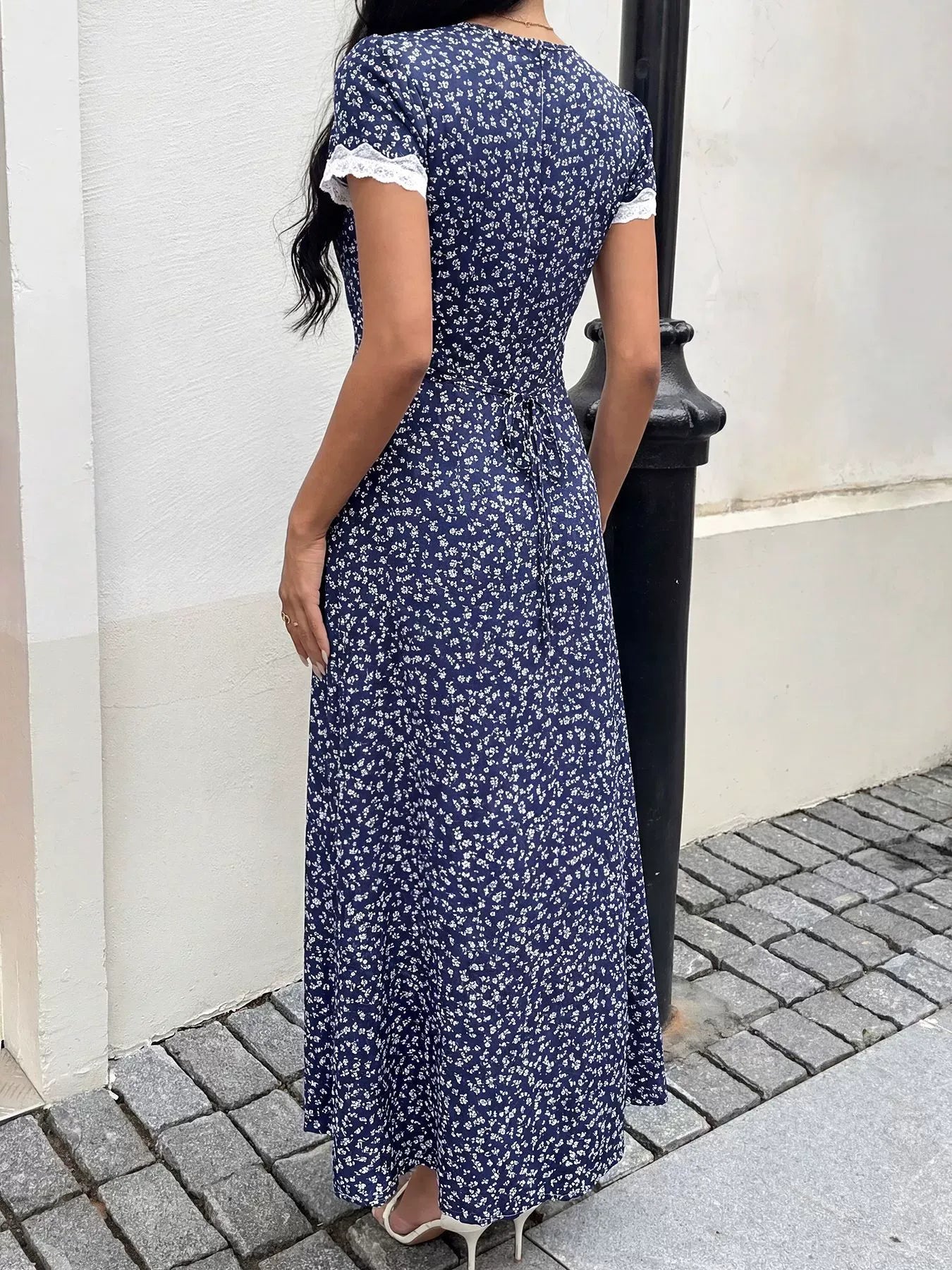 Dark-Colored Floral A-Line Mini Skirt