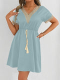 Satin Imitation Silk V-Neck A-Line Dress