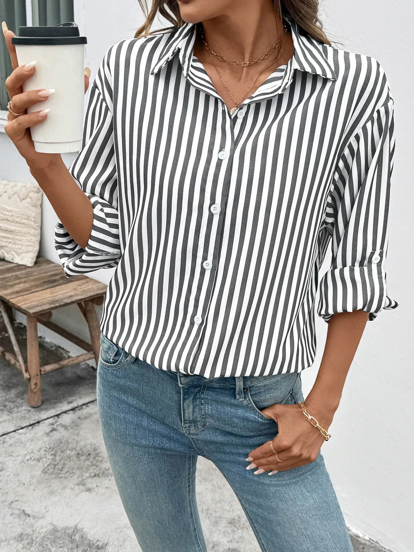 Casual Striped Long-Sleeve Shirt