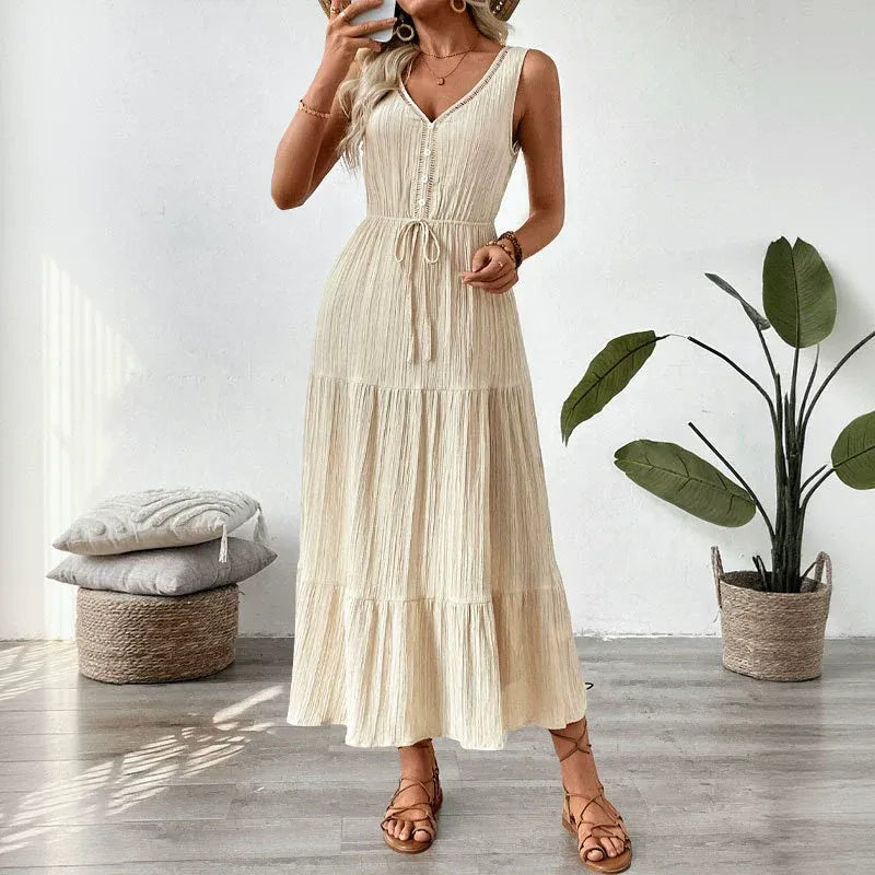 Textured Sleeveless Beach Dress