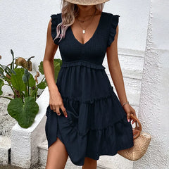 Sleeveless Color-Block Smocked Dress