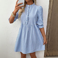 Vertical-Striped Shirt Dress