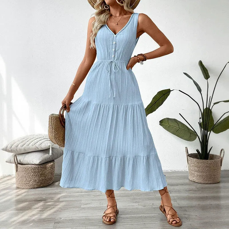 Textured Sleeveless Beach Dress