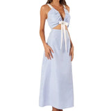 Waist-Cinching Halter Plaid Dress