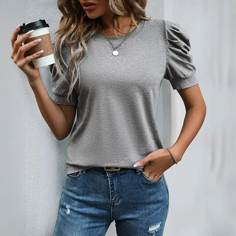 Short-Sleeve T-Shirt With Mutton-Leg Sleeves