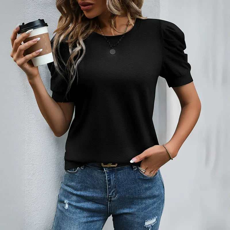 Short-Sleeve T-Shirt With Mutton-Leg Sleeves