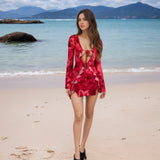 High-Waisted Lace-Up Beachwear Dress