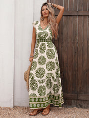 Long Dress With Color-Contrast Edge Prints