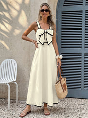 Sleeveless Color-Blocked A-Line Maxi Skirt