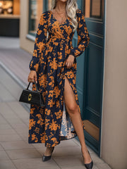 Vintage-Style V-Neck Printed Dress