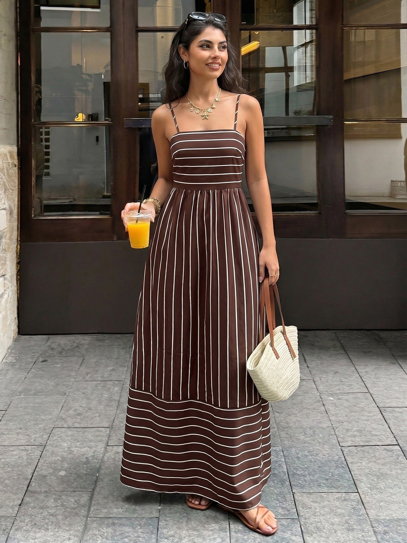 Spaghetti Strap Pleated Maxi Skirt