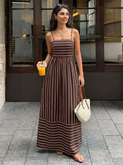 Spaghetti Strap Pleated Maxi Skirt