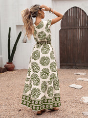 Long Dress With Color-Contrast Edge Prints