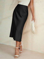 Black Bodycon A-Iine Skirt For Commuting