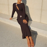 Hollowed-Out Metal Accessory Dress