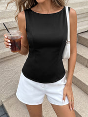 Black Off-The-Shoulder Sleeveless Cutout Shirt