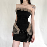 Strapless Top Paired With High-Waisted Midi Skirt Set