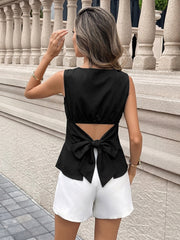 Black Off-The-Shoulder Sleeveless Cutout Shirt