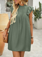 Green Pleated Mini Skirt With Pockets