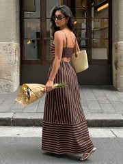 Spaghetti Strap Pleated Maxi Skirt