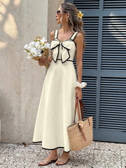 Sleeveless Color-Blocked A-Line Maxi Skirt