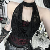 Halter Top And A Flocked Lapel Top
