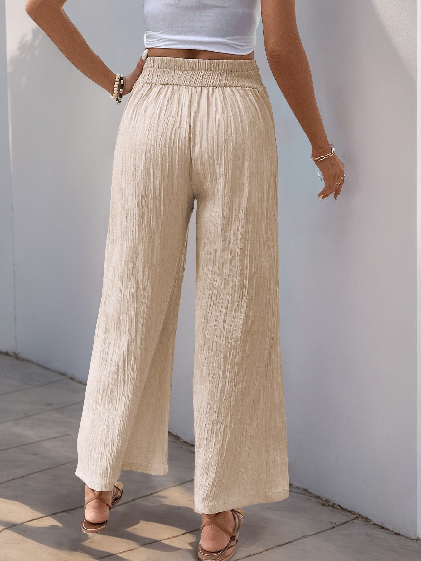 High-Waisted Cropped Wide-Leg Trousers
