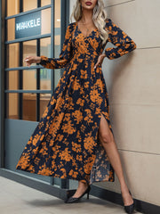 Vintage-Style V-Neck Printed Dress