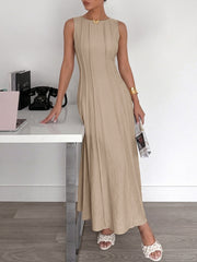 Lrregularly Pleated Sleeveless Dress