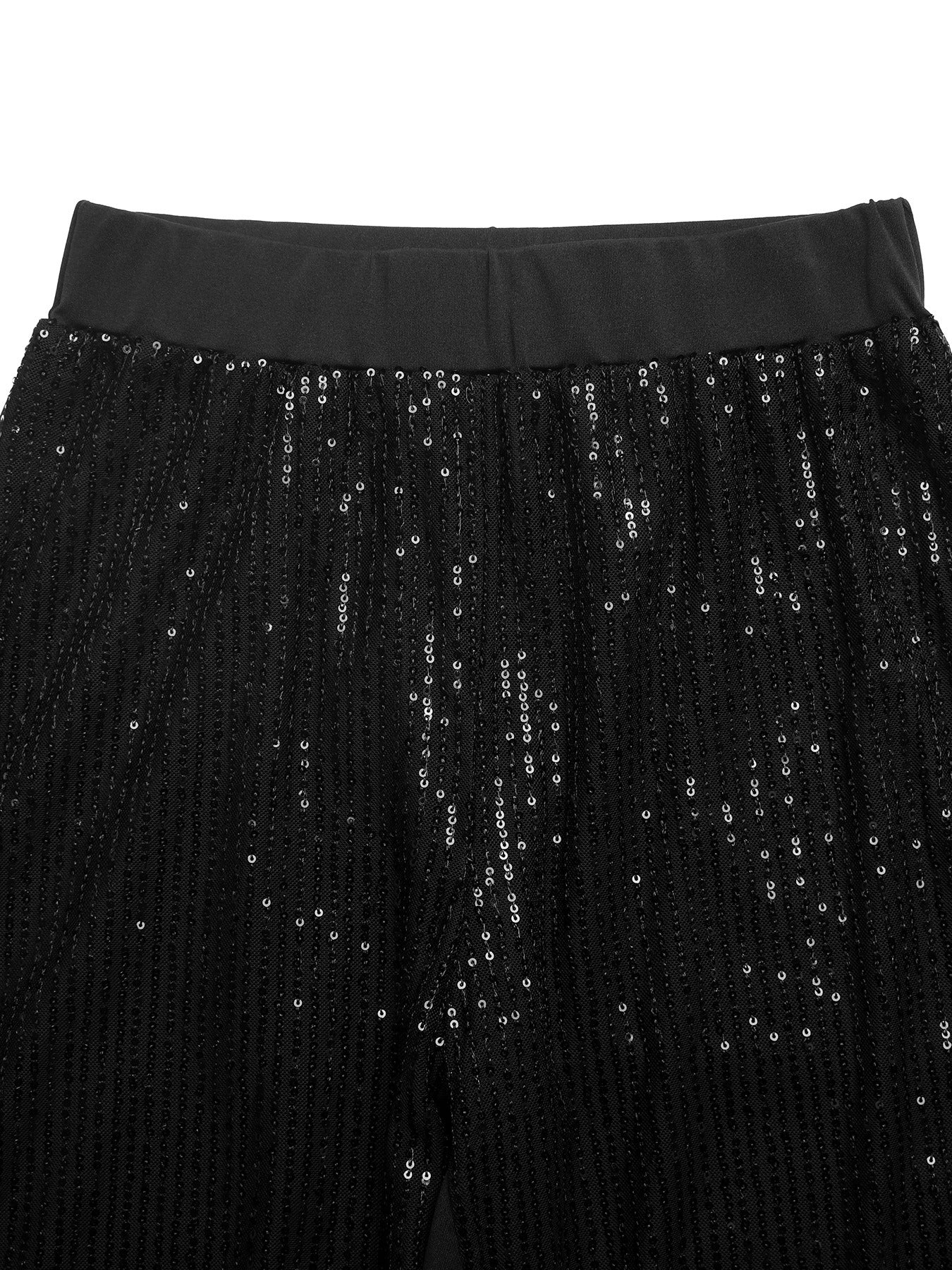 Elastic Waist Sequined Patchwork Trousers