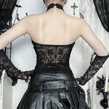 Halter Top And A Flocked Lapel Top