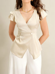 Elegant V-Neck Commuter Shirt