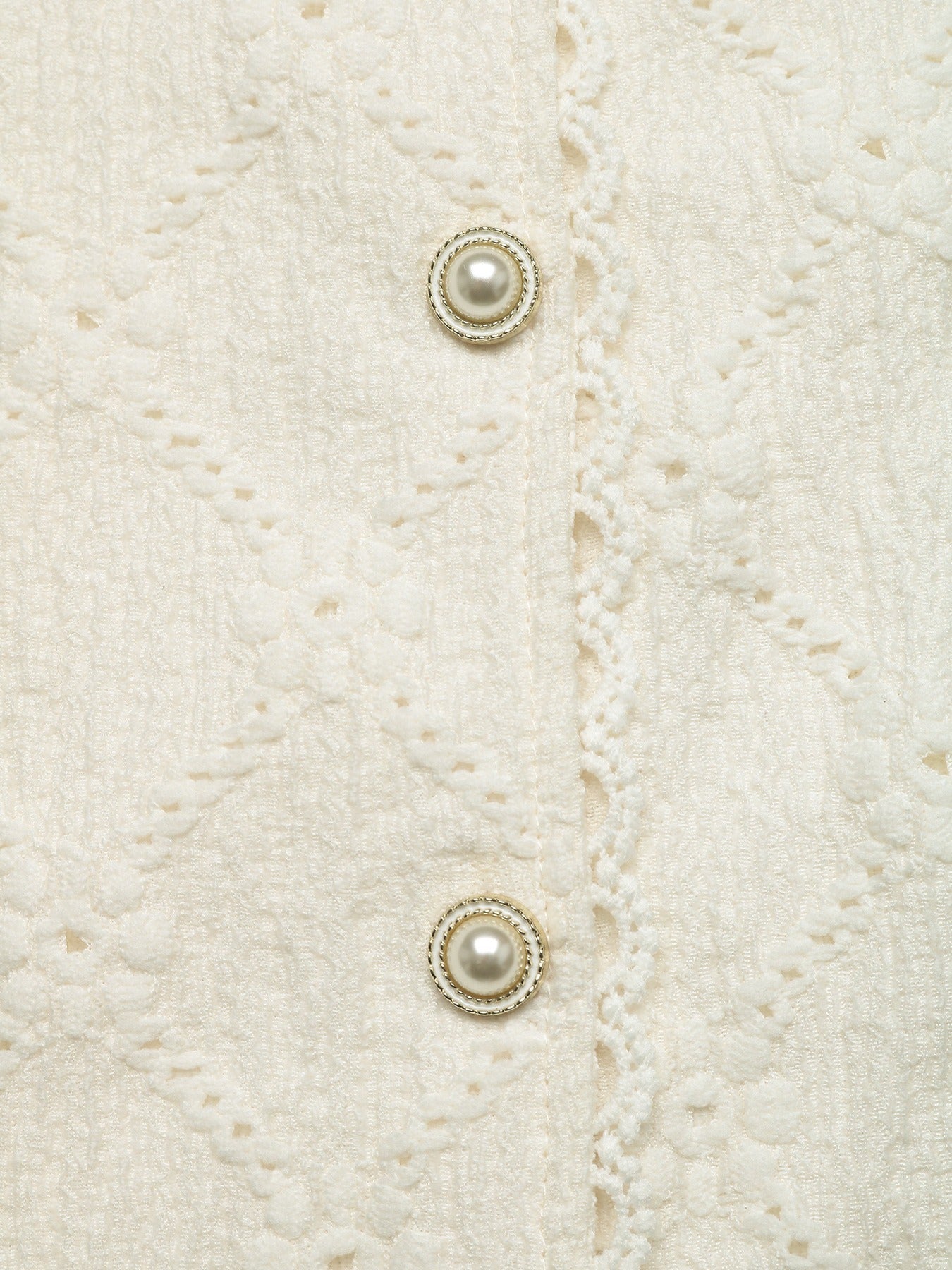 V-Neck Casual Jacquard Lace-Trimmed Cardigan