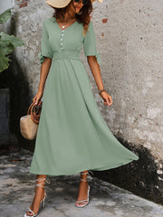 V-Neck Midi Skirt With Button Detailing