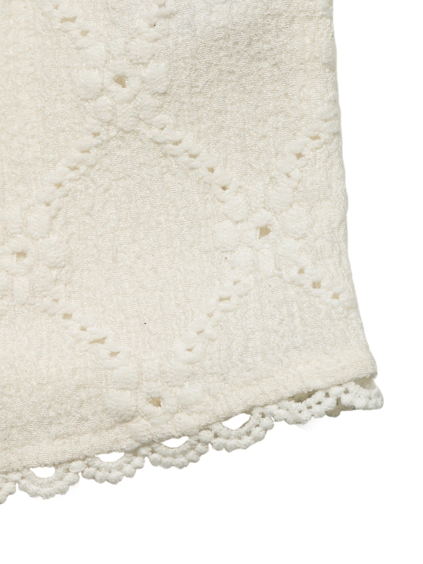 V-Neck Casual Jacquard Lace-Trimmed Cardigan